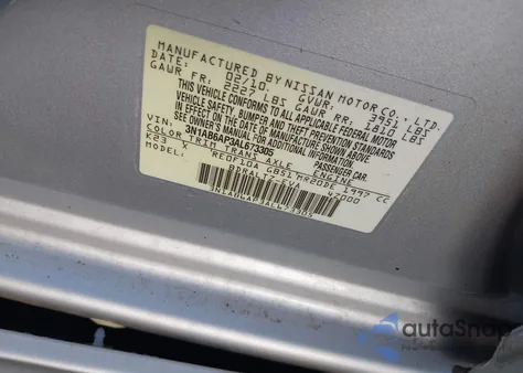 2010 Nissan Sentra 2.0Sr from USA, damaged, VIN 3N1AB6AP3AL673305